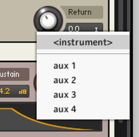 The drop-down menu for assigning the output of the Send Effects module.