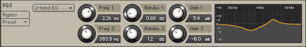 The interface of an Equelizer effect module.