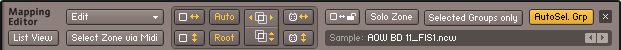 The Control Strip of the Mapping Editor.