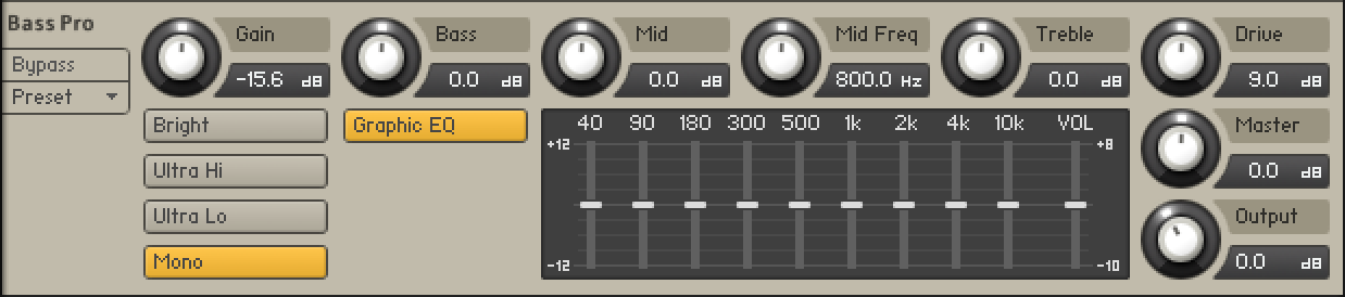 The Bass Pro effect interface.