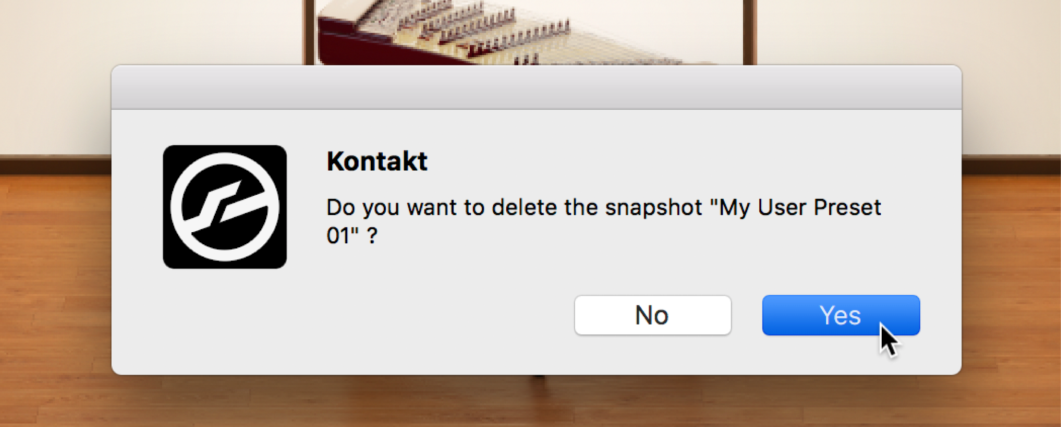 A dialog to confirm deleting a user snapshot.