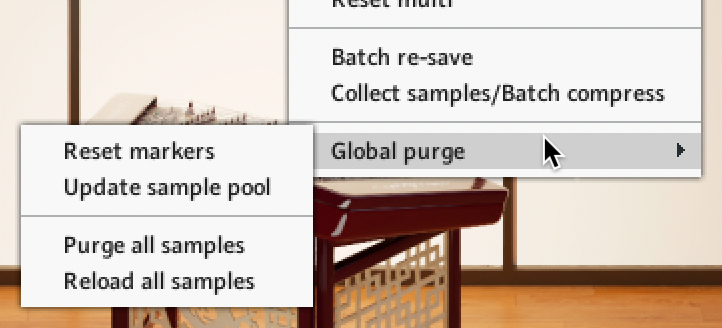 The Global Purge menu, expanded to reveal its items.